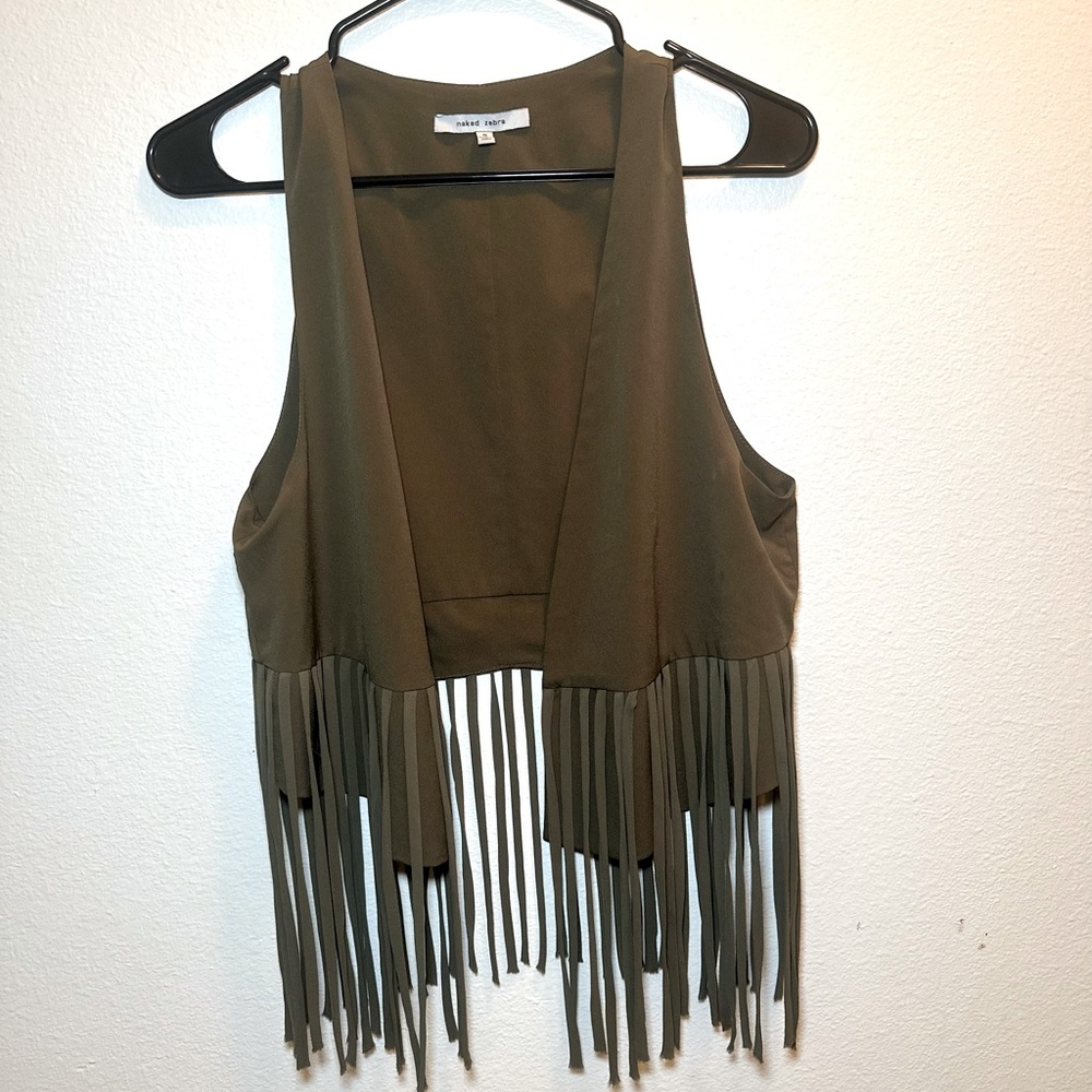 Naked zebra boho layering top in Hunter green, Small.